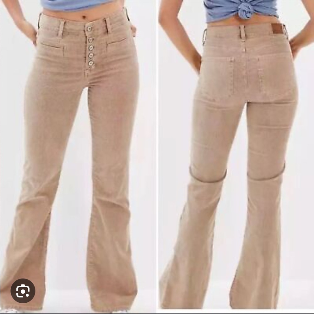 American eagle outfitters corduroy super high waisted flare pants women